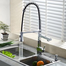Zeitgenössisch Pull-out / Pull-down deckenmontiert Mit ausziehbarer Brause with Messingventil Einhand Ein Loch for Chrom, Armatur für