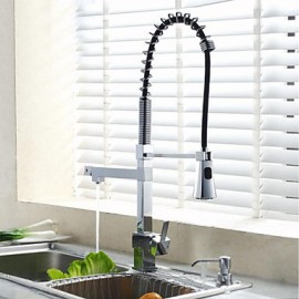 Zeitgenössisch Pull-out / Pull-down deckenmontiert Mit ausziehbarer Brause with Messingventil Einhand Ein Loch for Chrom, Armatur für