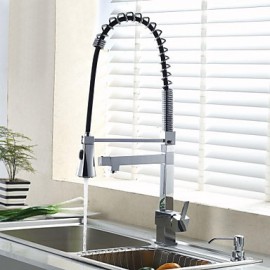 Zeitgenössisch Pull-out / Pull-down deckenmontiert Mit ausziehbarer Brause with Messingventil Einhand Ein Loch for Chrom, Armatur für