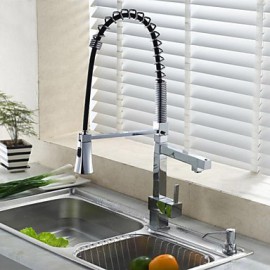 Zeitgenössisch Pull-out / Pull-down deckenmontiert Mit ausziehbarer Brause with Messingventil Einhand Ein Loch for Chrom, Armatur für