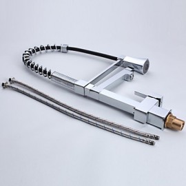 Zeitgenössisch Pull-out / Pull-down deckenmontiert Mit ausziehbarer Brause with Messingventil Einhand Ein Loch for Chrom, Armatur für