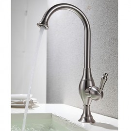Zeitgenössisch Hoch / High-Arc Mittellage drehbarer with Keramisches Ventil Einhand Ein Loch for Gebürsteter Nickel, Armatur für die