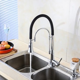 Zeitgenössisch Pull-out / Pull-down Mittellage Mit ausziehbarer Brause with Keramisches Ventil Einhand Ein Loch for Chrom, Armatur für