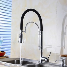 Zeitgenössisch Pull-out / Pull-down Mittellage Mit ausziehbarer Brause with Keramisches Ventil Einhand Ein Loch for Chrom, Armatur für
