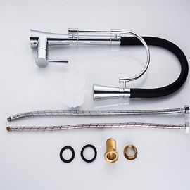 Zeitgenössisch Pull-out / Pull-down Mittellage Mit ausziehbarer Brause with Keramisches Ventil Einhand Ein Loch for Chrom, Armatur für