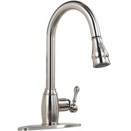 Zeitgenössisch Pull-out / Pull-down deckenmontiert Mit ausziehbarer Brause with Keramisches Ventil Einhand Ein Loch for Gebürsteter