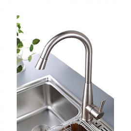 Zeitgenössisch Hoch / High-Arc Mittellage drehbarer with Keramisches Ventil Einhand Ein Loch for Gebürsteter Nickel, Armatur für die