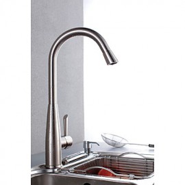Zeitgenössisch Hoch / High-Arc Mittellage drehbarer with Keramisches Ventil Einhand Ein Loch for Gebürsteter Nickel, Armatur für die