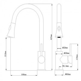 Zeitgenössisch Pull-out / Pull-down deckenmontiert Mit ausziehbarer Brause with Keramisches Ventil Einhand Ein Loch for Chrom, Armatur