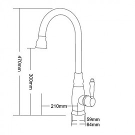 Antik Hoch / High-Arc Mittellage drehbarer with Keramisches Ventil Einhand Ein Loch for Ti-PVD, Armatur für die Küche