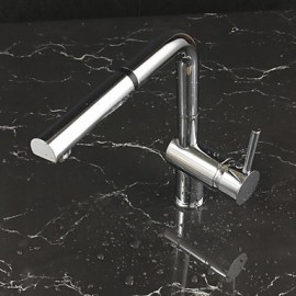 Zeitgenössisch Pull-out / Pull-down deckenmontiert Mit ausziehbarer Brause with Keramisches Ventil Einhand Ein Loch for Chrom, Armatur