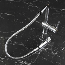 Zeitgenössisch Pull-out / Pull-down deckenmontiert Mit ausziehbarer Brause with Keramisches Ventil Einhand Ein Loch for Chrom, Armatur
