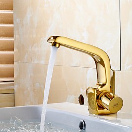 Zeitgenössisch / Modern Standard Spout 3-Loch-Armatur Wasserfall with Keramisches Ventil Einhand Ein Loch for Bronze, Armatur für die