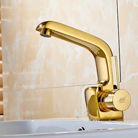 Zeitgenössisch / Modern Standard Spout 3-Loch-Armatur Wasserfall with Keramisches Ventil Einhand Ein Loch for Bronze, Armatur für die