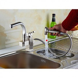 Mittellage Einzigen Handgriff Zwei Löcher with Nickel poliert Waschbecken Wasserhahn