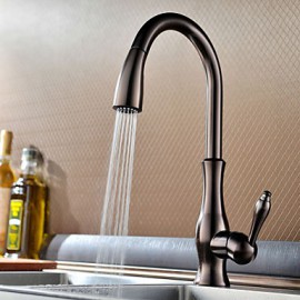 Zeitgenössisch Pull-out / Pull-down deckenmontiert Mit ausziehbarer Brause with Keramisches Ventil Einhand Ein Loch for Bronze mit