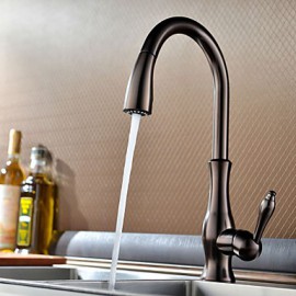 Zeitgenössisch Pull-out / Pull-down deckenmontiert Mit ausziehbarer Brause with Keramisches Ventil Einhand Ein Loch for Bronze mit
