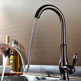 Zeitgenössisch Pull-out / Pull-down deckenmontiert Mit ausziehbarer Brause with Keramisches Ventil Einhand Ein Loch for Bronze mit