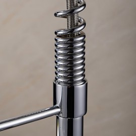 Küchenarmatur Zeitgenössisch Vorspülung / Mit ausziehbarer Brause Messing Chrom