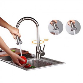 Zeitgenössisch Pull-out / Pull-down Mittellage drehbarer with Keramisches Ventil Einhand Ein Loch for Gebürsteter Nickel, Armatur für