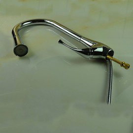 Zeitgenössisch Pull-out / Pull-down deckenmontiert LED / Mit ausziehbarer Brause with Keramisches Ventil Einhand Ein Loch for Chrom,