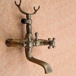 Antik Badewanne & Dusche Handdusche inklusive with Keramisches Ventil Zwei Griffe Zwei Löcher for Antikes Messing, Duscharmaturen /