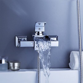 Zeitgenössisch Badewanne & Dusche Wasserfall with Keramisches Ventil Einzigen Handgriff Zwei Löcher for Chrom, Badewannenarmaturen