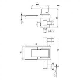 Zeitgenössisch Badewanne & Dusche Wasserfall with Keramisches Ventil Einzigen Handgriff Zwei Löcher for Chrom, Badewannenarmaturen