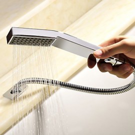 Zeitgenössisch Romanische Wanne LED / Wasserfall / Handdusche inklusive with Keramisches Ventil Zwei Griffe Fünf Löcher for Chrom,