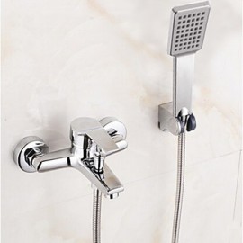 Zeitgenössisch Badewanne & Dusche Regendusche / Handdusche inklusive with Keramisches Ventil Einzigen Handgriff Zwei Löcher for Chrom,