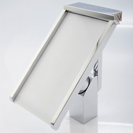 Zeitgenössisch 3-Loch-Armatur LED / Wasserfall / Handdusche inklusive with Keramisches Ventil Drei Griffe Fünf Löcher for Chrom,