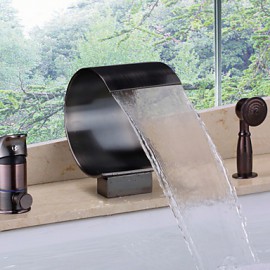 Zeitgenössisch Badewanne & Dusche Wasserfall / Handdusche inklusive with Keramisches Ventil Einhand Drei Löcher for Bronze mit ölschliff