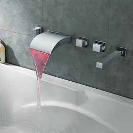 Zeitgenössisch Romanische Wanne LED / Wasserfall with Keramisches Ventil Drei Griffe Fünf Löcher for Chrom, Badewannenarmaturen