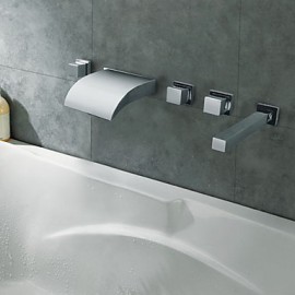 Zeitgenössisch Romanische Wanne LED / Wasserfall with Keramisches Ventil Drei Griffe Fünf Löcher for Chrom, Badewannenarmaturen