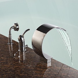 Zeitgenössisch Romanische Wanne Wasserfall / Handdusche inklusive with Keramisches Ventil Einhand Drei Löcher for Chrom,