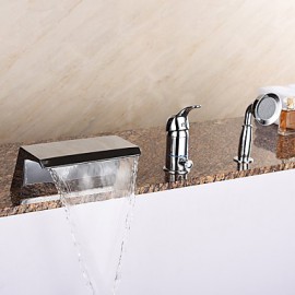 Zeitgenössisch Romanische Wanne Wasserfall / Handdusche inklusive with Keramisches Ventil Einhand Drei Löcher for Chrom,