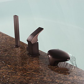 Antik / Art déco/Retro / Modern Romanische Wanne Wasserfall / Handdusche inklusive with Keramisches Ventil Einhand Drei Löcher for