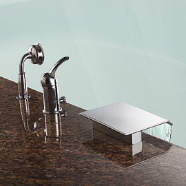 Zeitgenössisch Romanische Wanne Wasserfall / Handdusche inklusive with Keramisches Ventil Einhand Drei Löcher for Chrom,