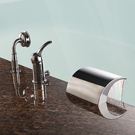 Zeitgenössisch Romanische Wanne LED / Wasserfall / Handdusche inklusive with Keramisches Ventil Einhand Drei Löcher for Chrom,