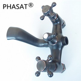 traditionellen Bronze-Finish 2 Griffe Badewannenhahn mit Handbrause