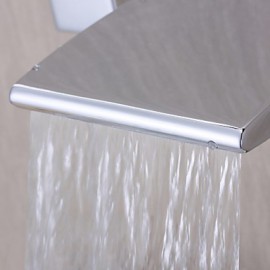Zeitgenössisch Wandmontage Wasserfall with Keramisches Ventil Zwei Griffe Drei Löcher for Chrom, Badewannenarmaturen