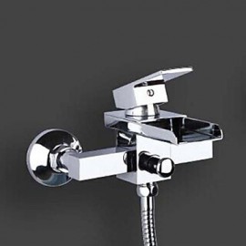 Zeitgenössisch Badewanne & Dusche Wasserfall with Keramisches Ventil Einzigen Handgriff Zwei Löcher for Chrom, Badewannenarmaturen