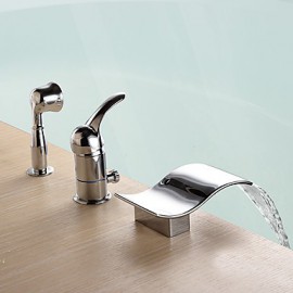 Zeitgenössisch Romanische Wanne Wasserfall / Handdusche inklusive with Keramisches Ventil Einhand Drei Löcher for Chrom,