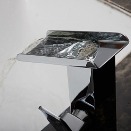 Zeitgenössisch Mittellage Wasserfall with Keramisches Ventil Einhand Ein Loch for Chrom, Waschbecken Wasserhahn