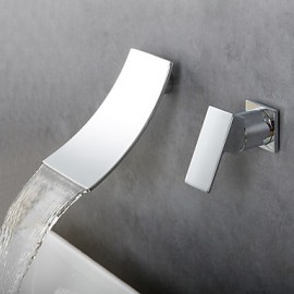 Zeitgenössisch Mittellage Wasserfall / Breite spary with Keramisches Ventil Einhand Ein Loch for Chrom, Waschbecken Wasserhahn