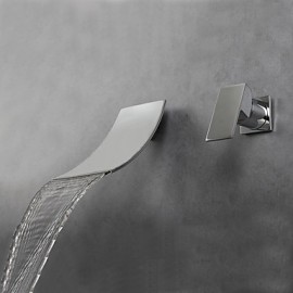 Zeitgenössisch Mittellage Wasserfall / Breite spary with Keramisches Ventil Einhand Ein Loch for Chrom, Waschbecken Wasserhahn