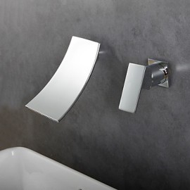 Zeitgenössisch Mittellage Wasserfall / Breite spary with Keramisches Ventil Einhand Ein Loch for Chrom, Waschbecken Wasserhahn