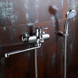 Zeitgenössisch Wandmontage drehbarer with Keramisches Ventil Einzigen Handgriff Zwei Löcher for Chrom, Waschbecken Wasserhahn