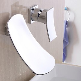 Zeitgenössisch Wandmontage Wasserfall with Keramisches Ventil Einzigen Handgriff Zwei Löcher for Chrom, Badewannenarmaturen