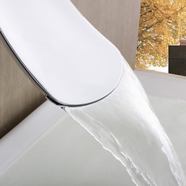 Zeitgenössisch Wandmontage Wasserfall with Keramisches Ventil Einzigen Handgriff Zwei Löcher for Chrom, Badewannenarmaturen